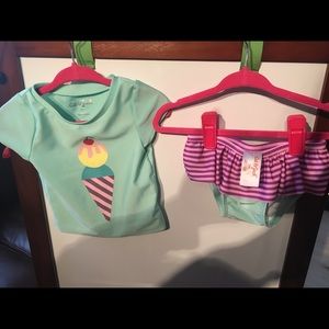 Cat & Jack Cupcake rashguard bikini 18m
